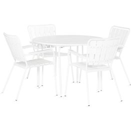 Ruokapöytä Carole valkoinen + 4 Joe ruokatuolia valkoinen