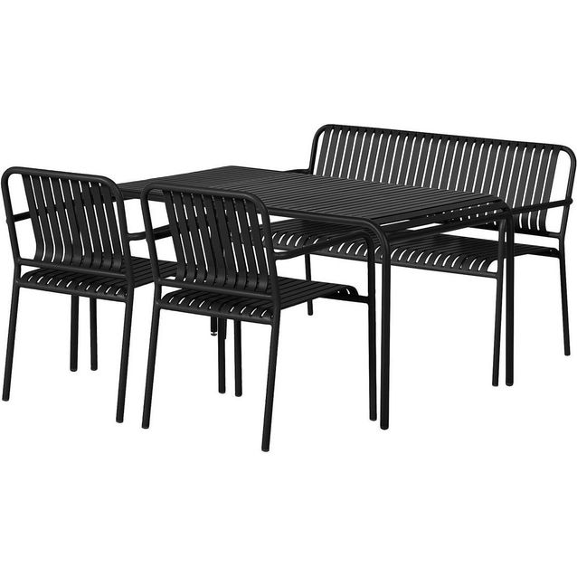 Ruokailuryhmä Gardeno 150cm + 2 pinottavaa tuolia + penkki