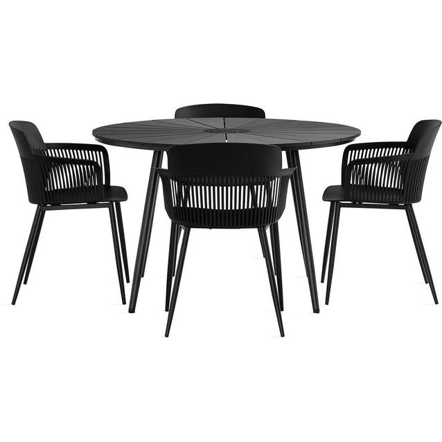 Ruokailuryhmä Roubai pyöreä 120cm + 4 Nanetti tuolia