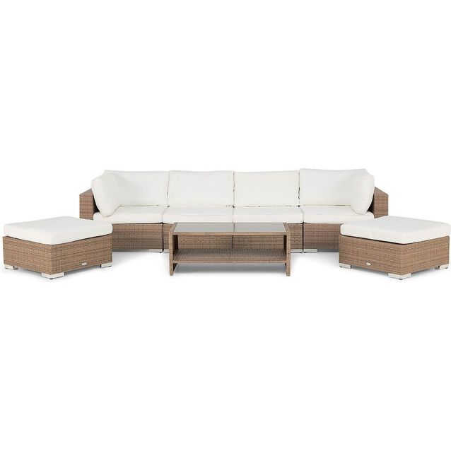 Oleskeluryhmä Bahamas 6-istuttava + pöytä hyllyllä ja 2 divaania, hiekka