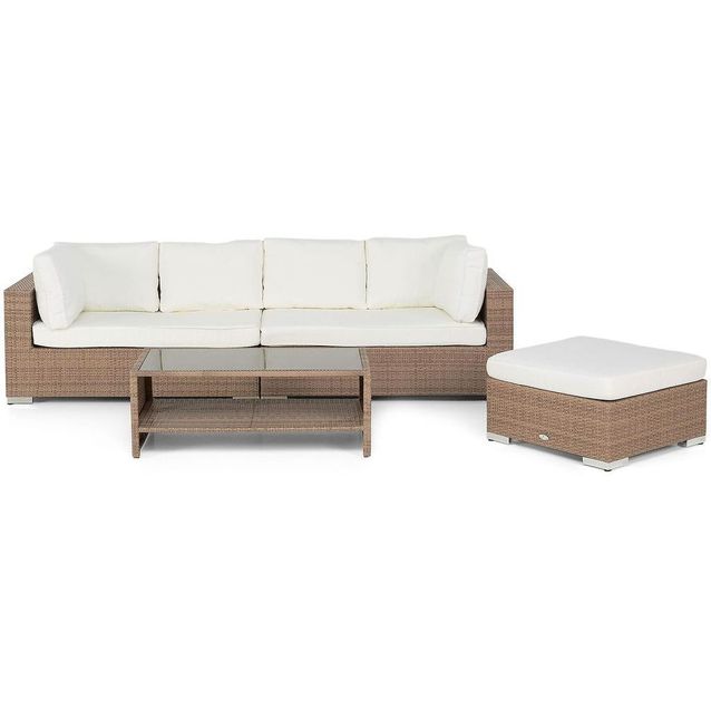 Oleskeluryhmä Bahamas 5-istuttava + pöytä hyllyllä, hiekka/valkoinen