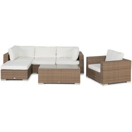 Oleskeluryhmä Bahamas 5-istuttava + pöytä, divaani ja nojatuoli, hiekka