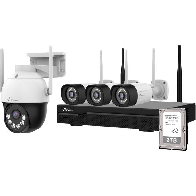 Kamerapaketti Celotron Nivian, 16 kanavainen, langaton älykäs tallenninpaketti, 2TB kiintolevy, 4kpl 3MP kaksois yönäkö kameraa
