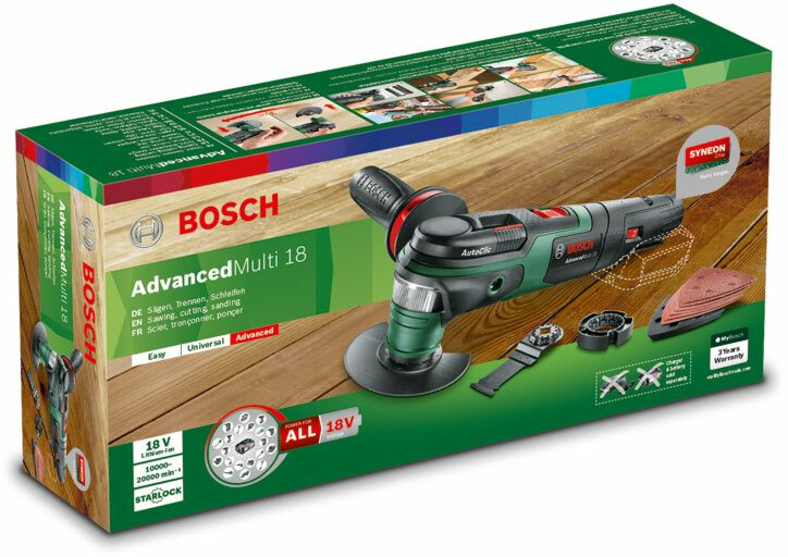 Akkumonitoimityökalu Bosch AdvancedMulti 18 Solo ei sis. akkua/laturia pakkaus