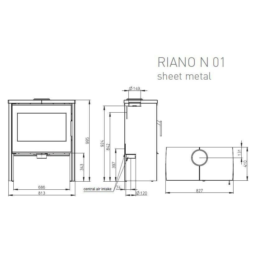 Valmistakka Riano N01 metalli, 172kg, 4-11kW (160m3)