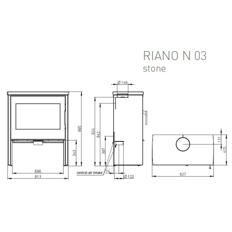 Valmistakka Riano N03 kiveä, 248kg, 4-11kW (160m3)