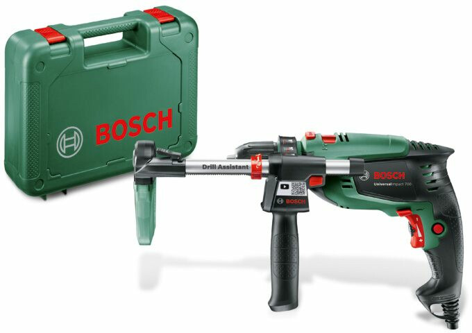 Iskuporakone Bosch UniversalImpact 700 + Drill Assistant pakkaus