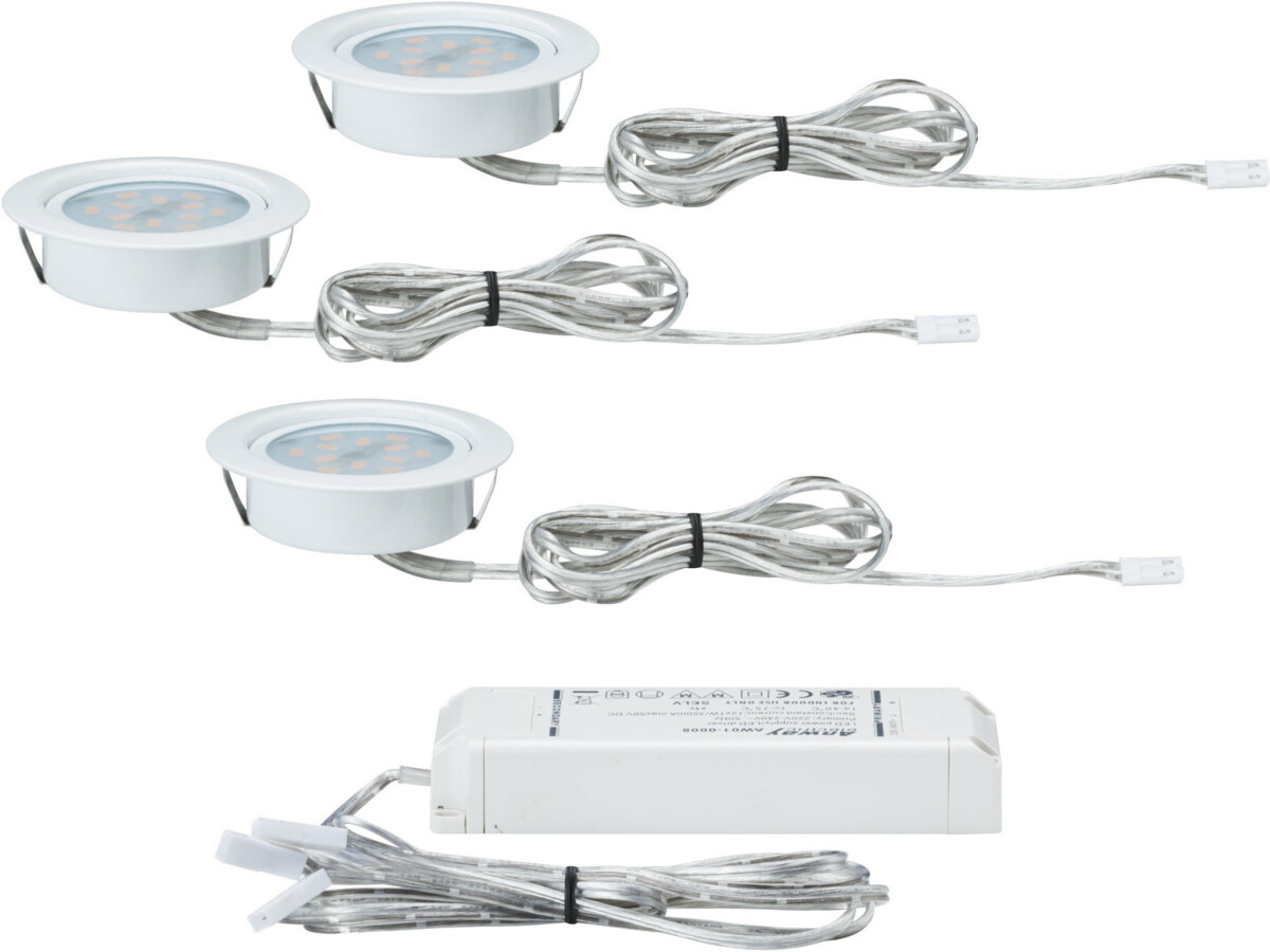 LED-kalustevalaisinsetti Micro Line 3x4,5W Ø 65 mm 3 kpl valkoinen koko setti