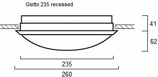 LED-yleisvalaisin Lumiance Giotto 235 halk265 mm uppoasennettava 12 W 4000 K IP44 valkoinen lisäkuva 2