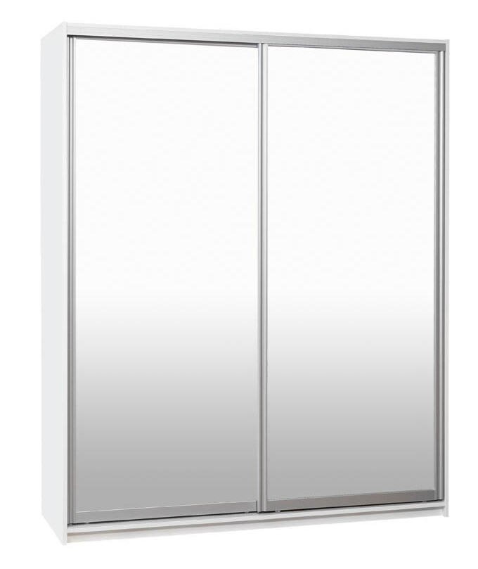 Liukuovikaappi Ida 180x60x220 cm valkoinen ovet 2 x peili