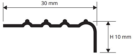 Porraskulmalista Progress Profiles Prowalk ACC, 2,7m, 30mm, 10mm, ruuvikiinnitettävä, kiiltävä rst mittakuva