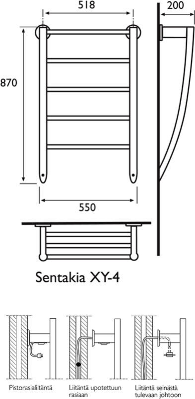 Pyyhekuivain Sentakia XY-4 L 550x870 mm mitat