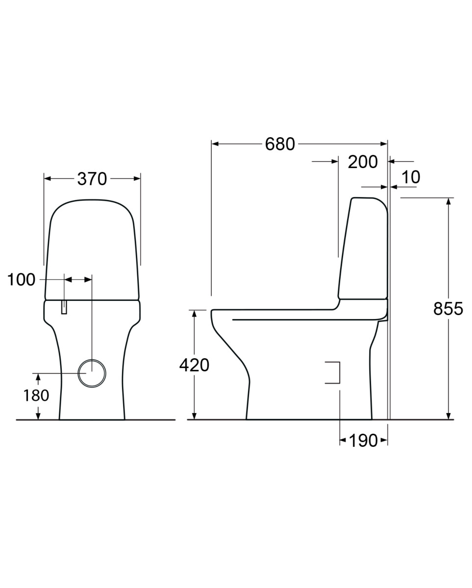 WC-istuin Gustavsberg Estetic 8300 piilo S/P-lukko, Hygienic Flush, C+, valkoinen mitat