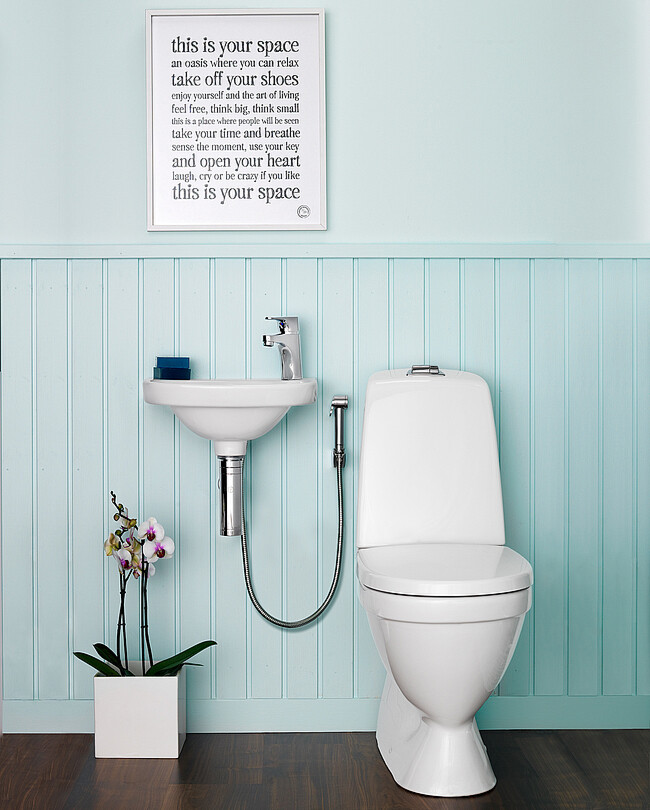 WC-istuin Gustavsberg Nautic 1500 Hygienic Flush kaksoishuuhtelu kanneton piilo-S-Lukko tyylikäs WC
