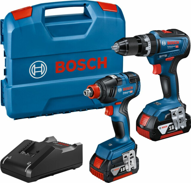 Akkukonesarja Bosch Professional GDX 18V-200 + GSB 18V-55, 2x4,0 Ah akuilla + L-Case