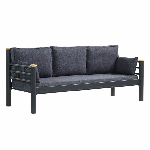Sohva Linento Garden Kappis, 3-istuttava, musta/antrasiitti
