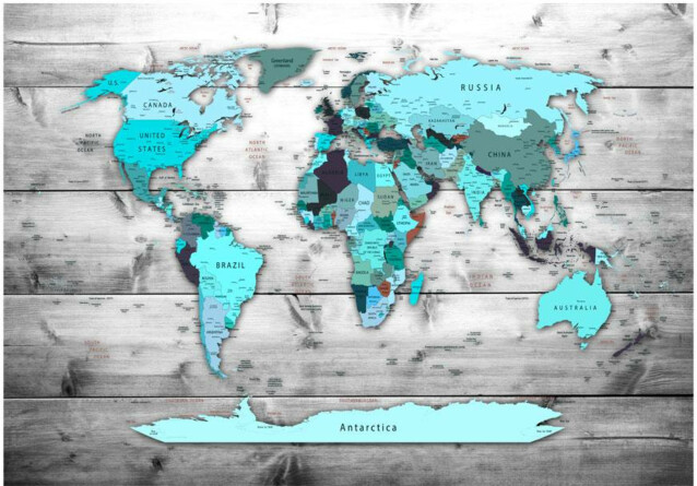 Kuvatapetti Artgeist World Map: Blue Continents eri kokoja