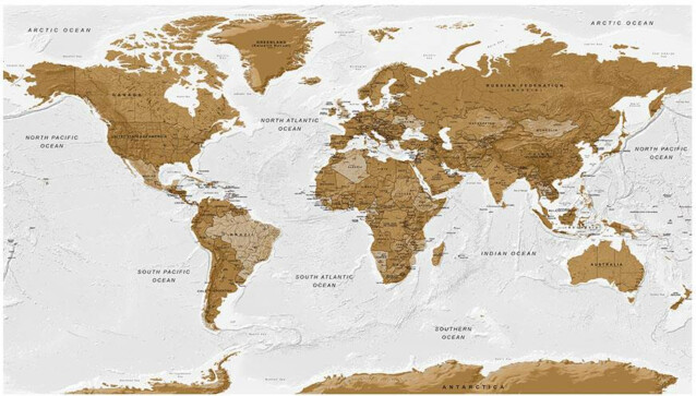 Sisustustarra Artgeist World Map: White Oceans II 280x490cm