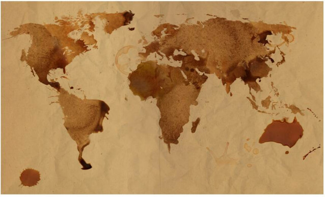 Kuvatapetti Artgeist Tea world map 270x450cm