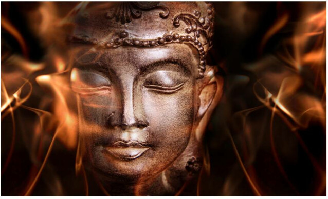 Kuvatapetti Artgeist Buddha - Fire of meditation 270x450cm