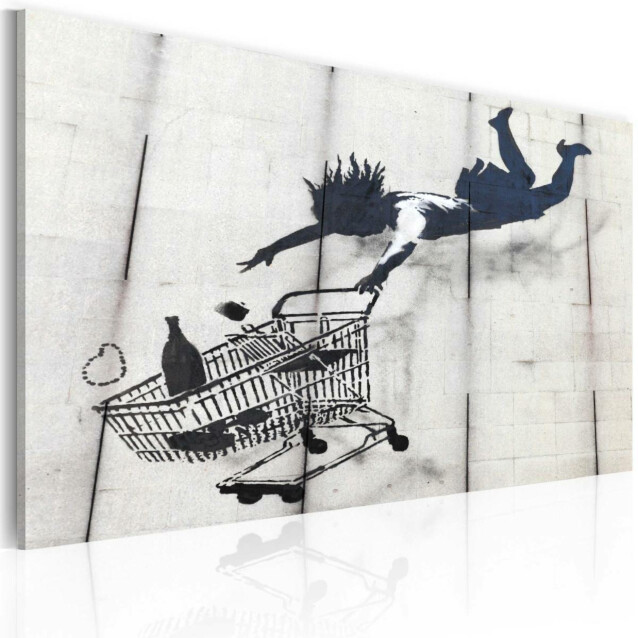 Taulu Artgeist Falling woman with supermarket trolley - Banksy, 40x60cm
