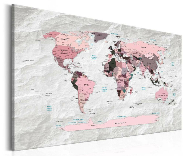 Taulu Artgeist World Map: Pink Continents eri kokoja