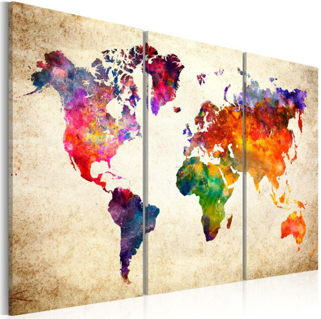 Taulu Artgeist The World's Map in Watercolor eri kokoja