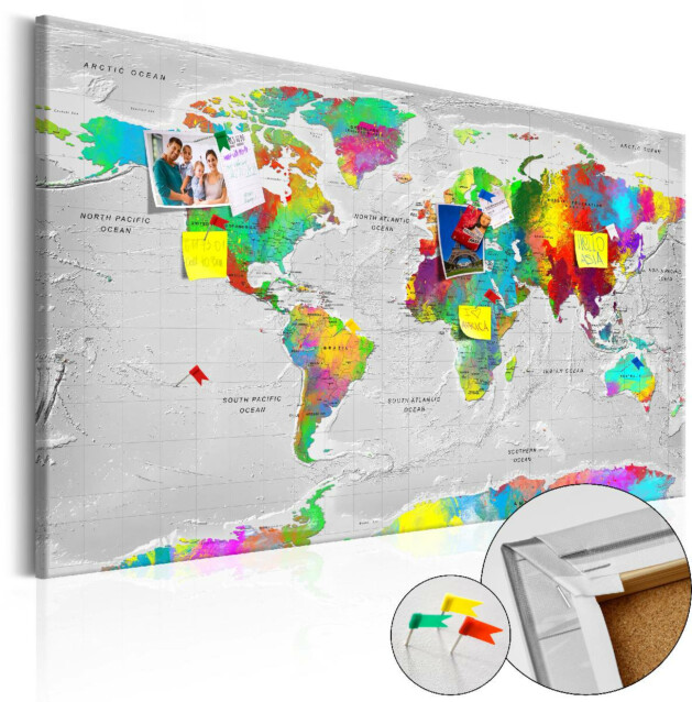 Korkkitaulu Artgeist Maps: Colourful Finesse eri kokoja