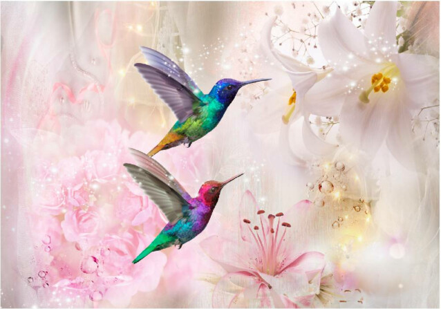 Kuvatapetti Artgeist Colourful Hummingbirds vaaleanpunainen eri kokoja