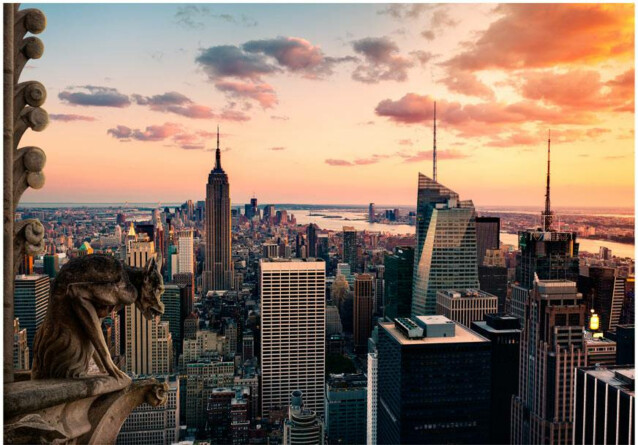 Sisustustarra Artgeist New York: The skyscrapers and sunset eri kokoja
