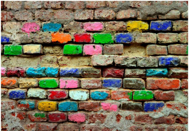 Sisustustarra Artgeist Colourful Bricks eri kokoja