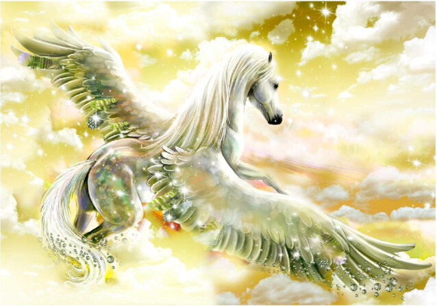 Sisustustarra Artgeist Yellow Pegasus eri kokoja