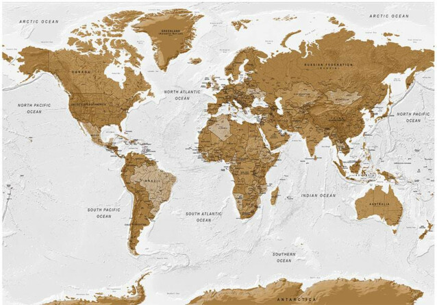 Sisustustarra Artgeist World Map: White Oceans eri kokoja