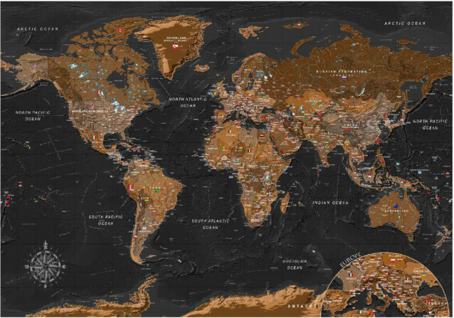 Sisustustarra Artgeist World: Stylish Map eri kokoja