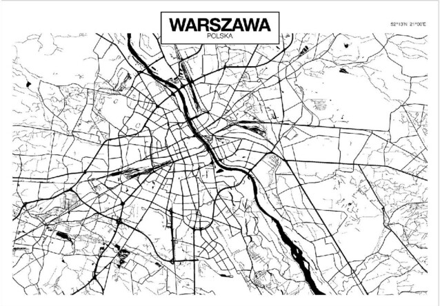 Sisustustarra Artgeist Warsaw Map eri kokoja