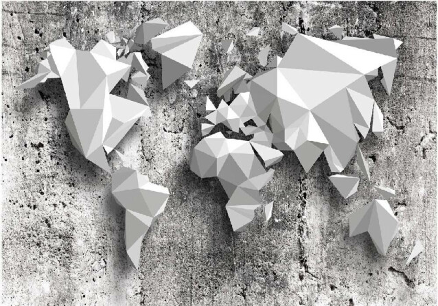 Sisustustarra Artgeist World Map: Origami eri kokoja