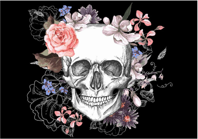 Sisustustarra Artgeist Skull and Flowers eri kokoja