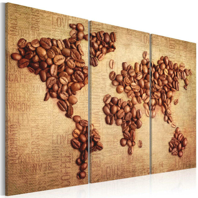 Taulu Artgeist Kahvia ympäri maailmaa, 3-osainen, eri kokoja