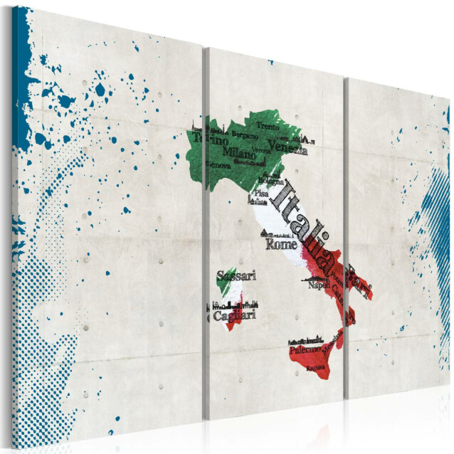 Taulu Artgeist Kartta Italia, 3-osainen, eri kokoja