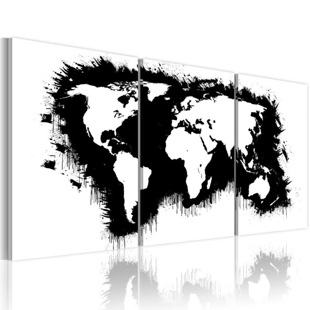 Taulu Artgeist Mustavalkoinen maailmankartta, eri kokoja