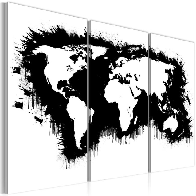 Taulu Artgeist Monokromaattinen maailmankartta, 3-osainen, eri kokoja