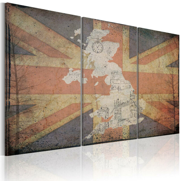 Taulu Artgeist Kartta Iso-Britannia, 3-osainen, eri kokoja