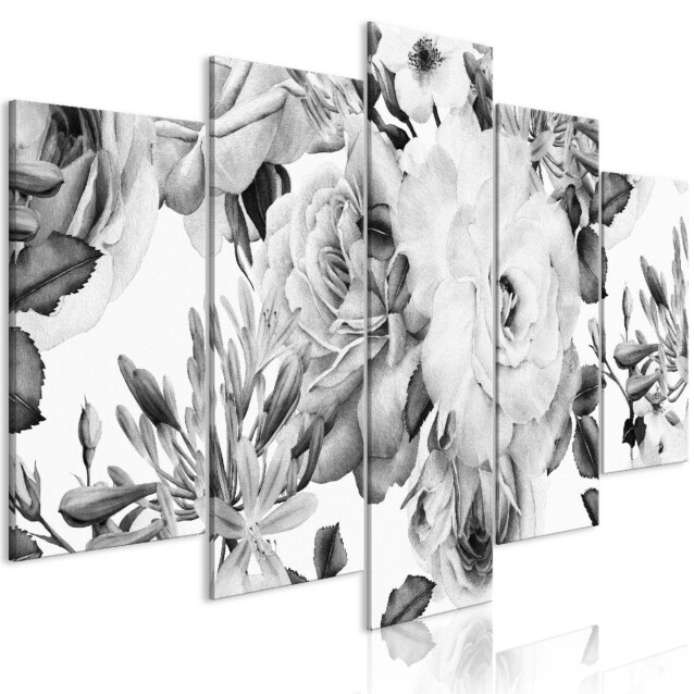 Taulu Artgeist Rose Composition Black and White, 5-osainen, leveä, eri kokoja