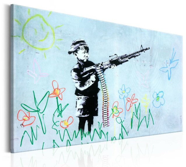 Taulu Artgeist Boy with Gun by Banksy, eri kokoja