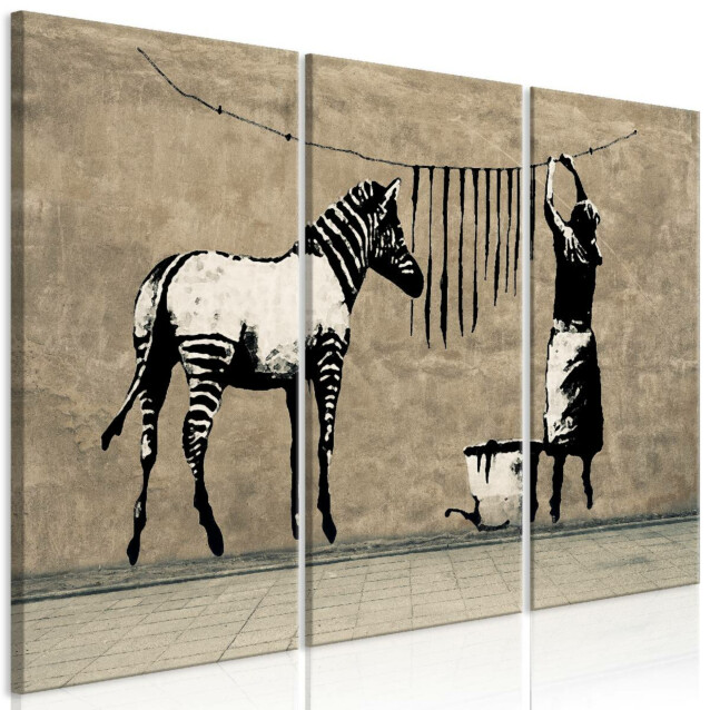 Taulu Artgeist Banksy: Washing Zebra on Concrete, 3-osainen, eri kokoja