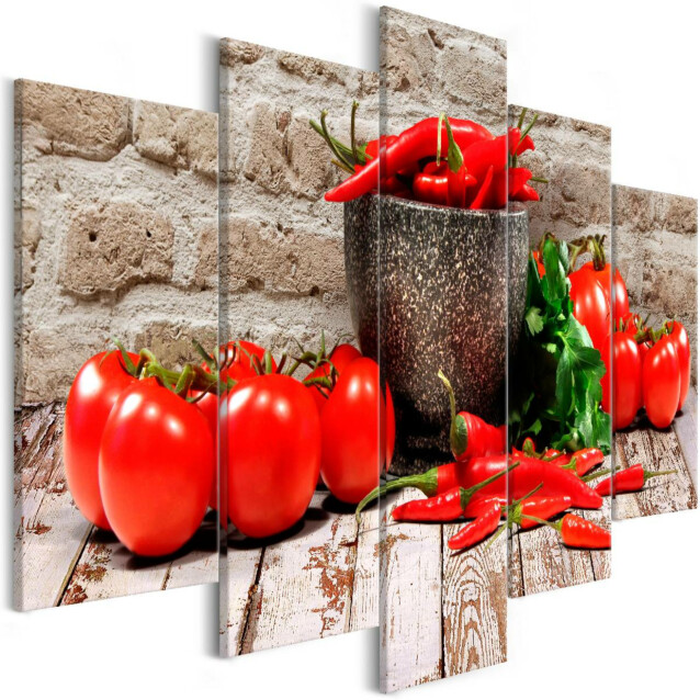 Taulu Artgeist Red Vegetables Brick, 5-osainen, leveä, eri kokoja