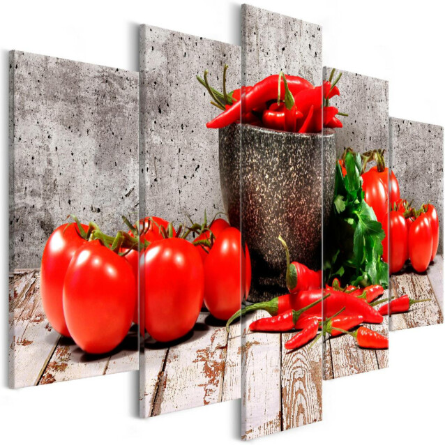 Taulu Artgeist Red Vegetables Concrete, 5-osainen, leveä, eri kokoja