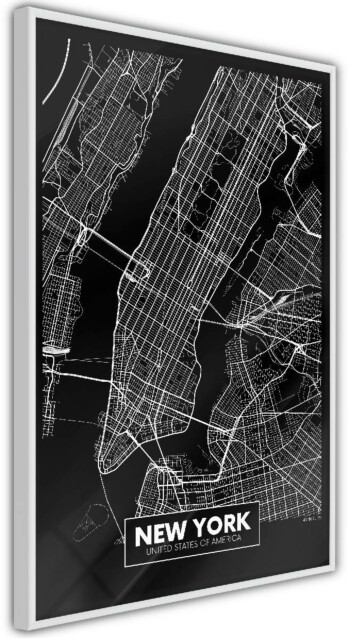 Juliste Artgeist Negative Map: New York, kehyskartongilla, kehyksillä, eri kokoja