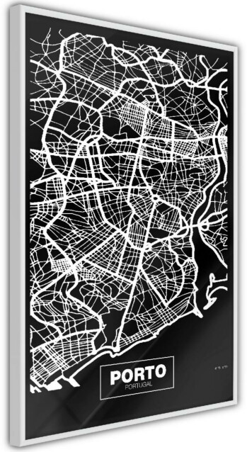 Juliste Artgeist Negative Map: Porto, kehyskartongilla, kehyksillä, eri kokoja