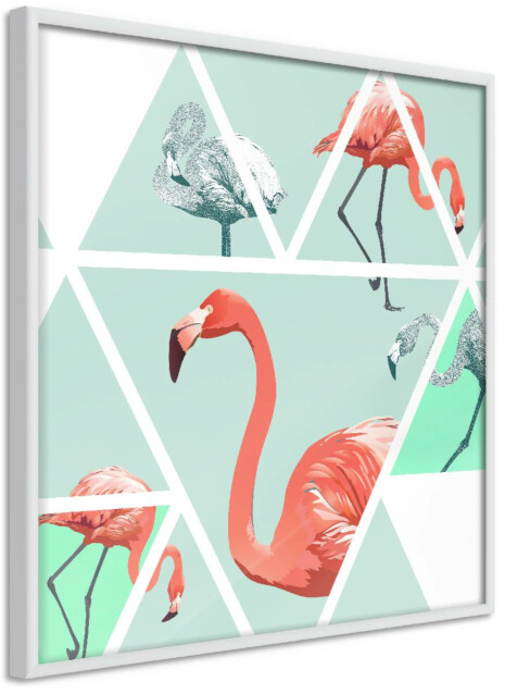 Juliste Artgeist Geometric Flamingos - Square kehyksillä eri kokoja
